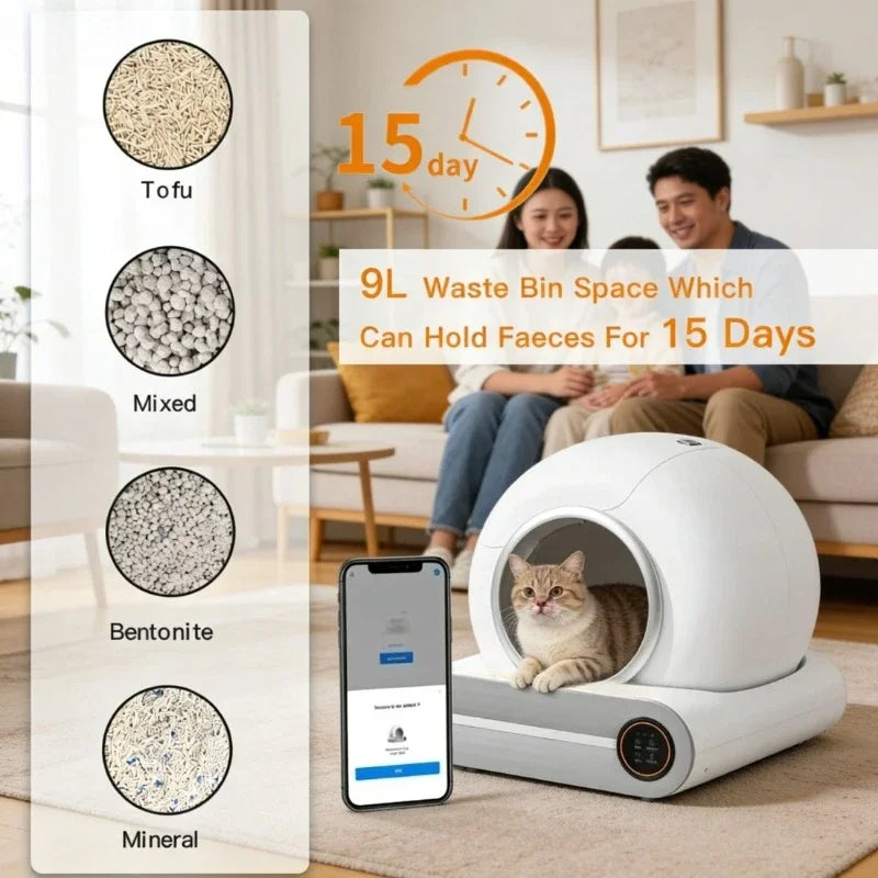 Arenero autolimpiante inteligente para gatos - con gato