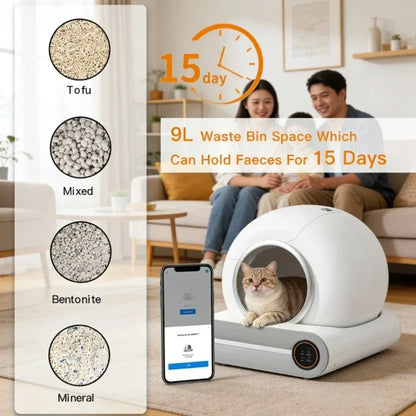 Arenero autolimpiante inteligente para gatos - con gato